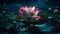 Magic Lotus Flower On Water - Miracle Concept - Waterlilies In Defocused Background. Generative AI