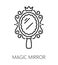 Magic mirror. Witchcraft and magic outline icon