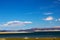 The magic of Mono Lake. Outliers - bizarre limestone calcareous tufa formation on the smooth water of the lake.