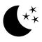 Magic moon and stars icon. Graphic elements for astrology. Boho witch and magic symbol. Black moon illustration isolated