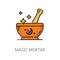 Magic mortar witchcraft and magic icon vector sign