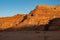 Magic mountain landscapes of Wadi Rum Desert, Jordan. Mountains in lifeless desert resemble Martian craters. Sand is beautiful