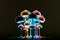 Magic mushrooms on black background Generate AI