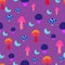 Magic mushrooms fantasy seamless pattern