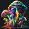 Magic Neon Glowing Magic Mushrooms