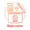 Magic online concept icon. Modern esoterics idea thin line illustration. Internet technology, witchcraft, fortune