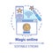 Magic online concept icon. Modern sorcery idea thin line illustration. Internet witchcraft, fortune telling service