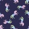 Magic pegasus, unicorn fairy-tale animal vector pattern