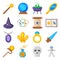 Magic performance decorative icons set magician vector.