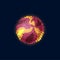 Magic planet in outer space pixel art fiery globe