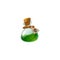 Magic poison potion or elixir in glass corked bottle a vector illustration.