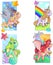 Magic ponies, set of images, funny illustration