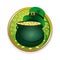Magic pot of gold and leprechaun hat. Celebrating St. Patricks Day symbols