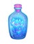 Magic potion: blue bottle jar with magical crystals and glowing