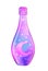 Magic potion: bottle jar with pink moon and glowing stars inside