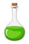 Magic potion isolated on white. Green poison flask illustration. Toxic bubble for halloween design. Clip art of bottle with