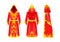 Magic red cape with ornament, mantle of magician, mysterious costume.