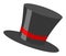 Magic retro black cylinder hat illustration with red ribbon