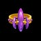 Magic ring with purple gemstones vector gold jewel