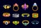 Magic rings and fantasy game jewelry, cartoon ui