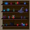 The magic shelf with cool potions.