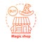 Magic shop concept icon. Witchcraft accessories sale idea thin line illustration. Esoteric souvenirs, supernatural items