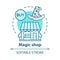 Magic shop concept icon. Witchcraft accessories sale idea thin line illustration. Mystic souvenirs retail business