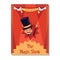Magic show flyer poster template with smiling cartoon magician in top hat