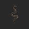 Magic snake logo, gold simple contour line, boho style