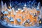 Magic snowy winterland with fairy houses and fantasy winter landscape