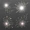 Magic spark effects, burning bengal lights, sparkler fire vector set