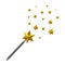 Magic star wand with stars 3d illustration