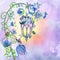 Magic street light with flowers and butterflies decoration Fairy spring garden watercolor illustration colorful romantic scenery