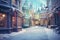 Magic street in winter. Ai generated image