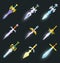 Magic swords isolated vector set