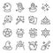 Magic symbol icon set vector illustration. Contains such icon as Magic hat, Halloween, Potion, Witchcraft, Cauldron, Illuminati an