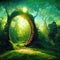 Magic teleport portal in mystic fairy tale forest. Gate to parallel fantasy surreal world