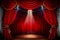 Magic theater stage red curtains show spotlight, digital illustration painting artwork