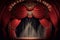Magic theater stage red curtains show spotlight, digital illustration painting artwork