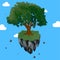 Magic tree on flying rock island