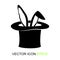 Magic trick-rabbit in the hat of the master. A flat icon. Sign. Vector. Logo.