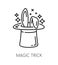 Magic trick, witchcraft and magic thin line icon