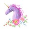 Magic Unicorn embroidery crewel patch sticker fabric print textile. Flower poppy arrangement stitch texture white