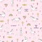 Magic unicorns seamless pattern isolated on pink background.