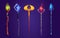 Magic vector staff, wizard game fantasy stick