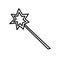 Magic wand contour icon. Tool of a sorceress, fairy, magician, illusionist. Vector symbol design element coloring