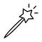 Magic wand fantasy spell line icon design