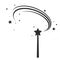 Magic wand icon with a star in grey. Symbol of magic, wonder and focus