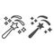 Magic wand line and solid icon. Fairy stick with stars and sparkles. Festive Event and Show vector design concept