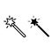 Magic wand with star line and glyph icon. Magician wand vector illustration isolated on white. Wizard stick outline